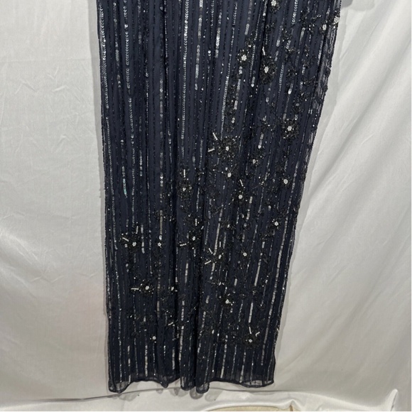 NWT $598 Mac Duggal [ 16 ] Embellished High Neck Long Sleeve Gown Blue‎ - Picture 11 of 15